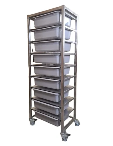 Wózek piekarniczy na surowce, w komplecie 9 misek 54x38.5cm 18l