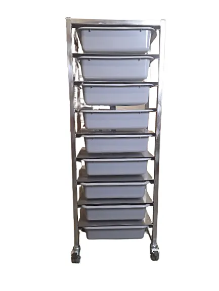 Wózek piekarniczy na surowce, w komplecie 9 misek 54x38.5cm 18l
