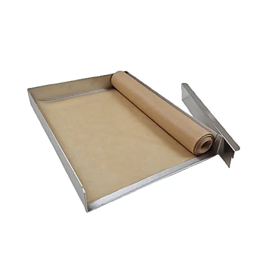 Papier do pieczenia brązowy rolka 38 cm x 50 mb, blacha cukiernicza zamykana 40x30 cm, wys. 5 cm (zdjęcie poglądowe)