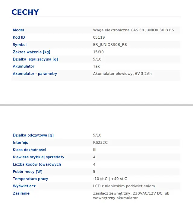 Waga elektroniczna CAS ER JUNIOR 30 B RS