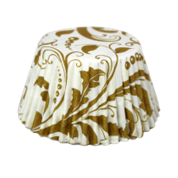 Papilotka CUPCAKE biała /złoty wzór opak. 90 szt.