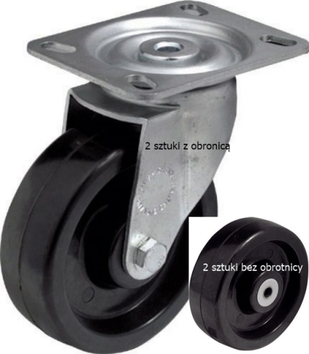 Koła termoodporne 10 cm kpl 4 szt (2szt. + 2 szt. z obrotnicą)